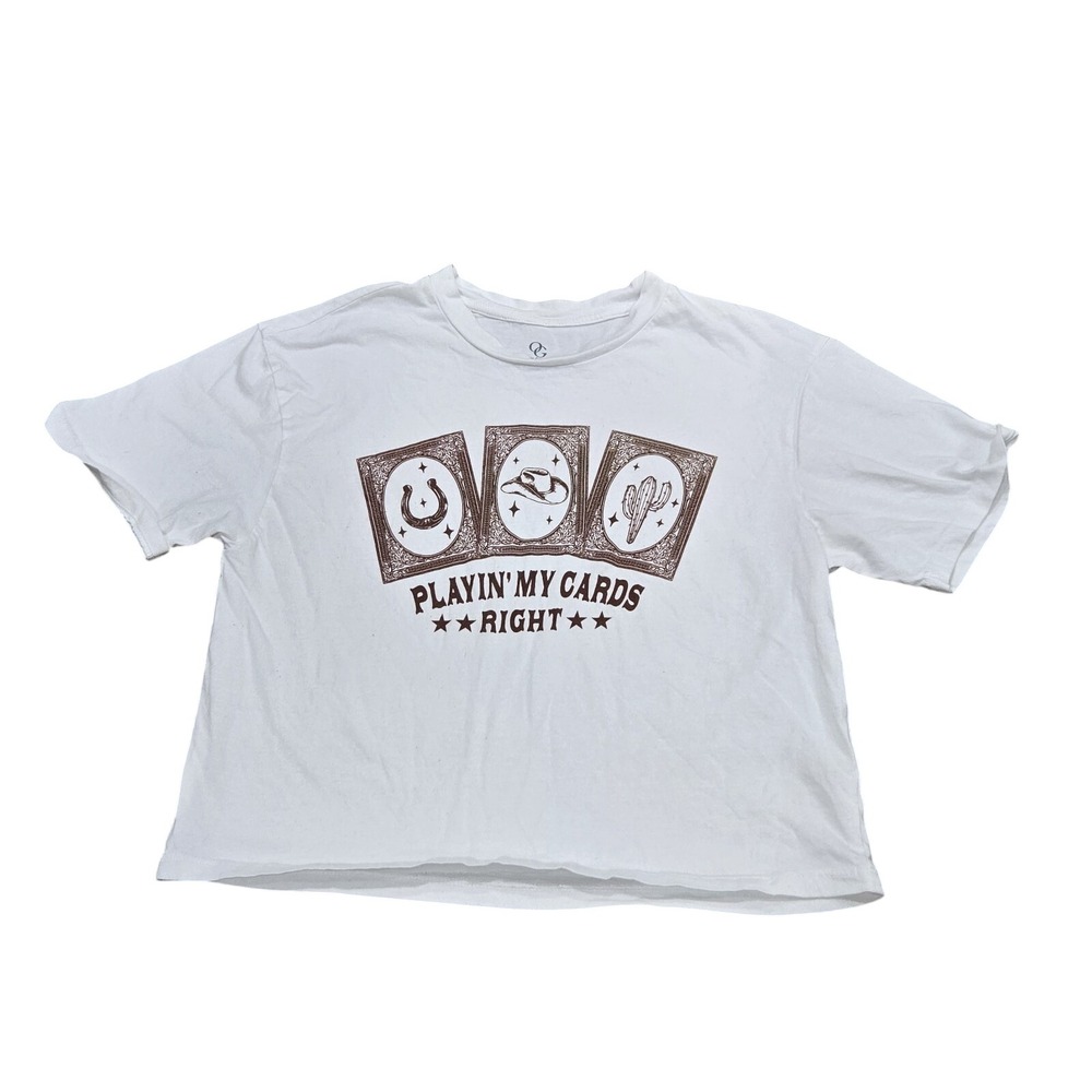 Organic Generation Western Graphic Womans White Short Sleeve T-Shirt Size S